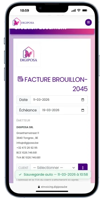 Digiposapp - Création de facture sur smartphone